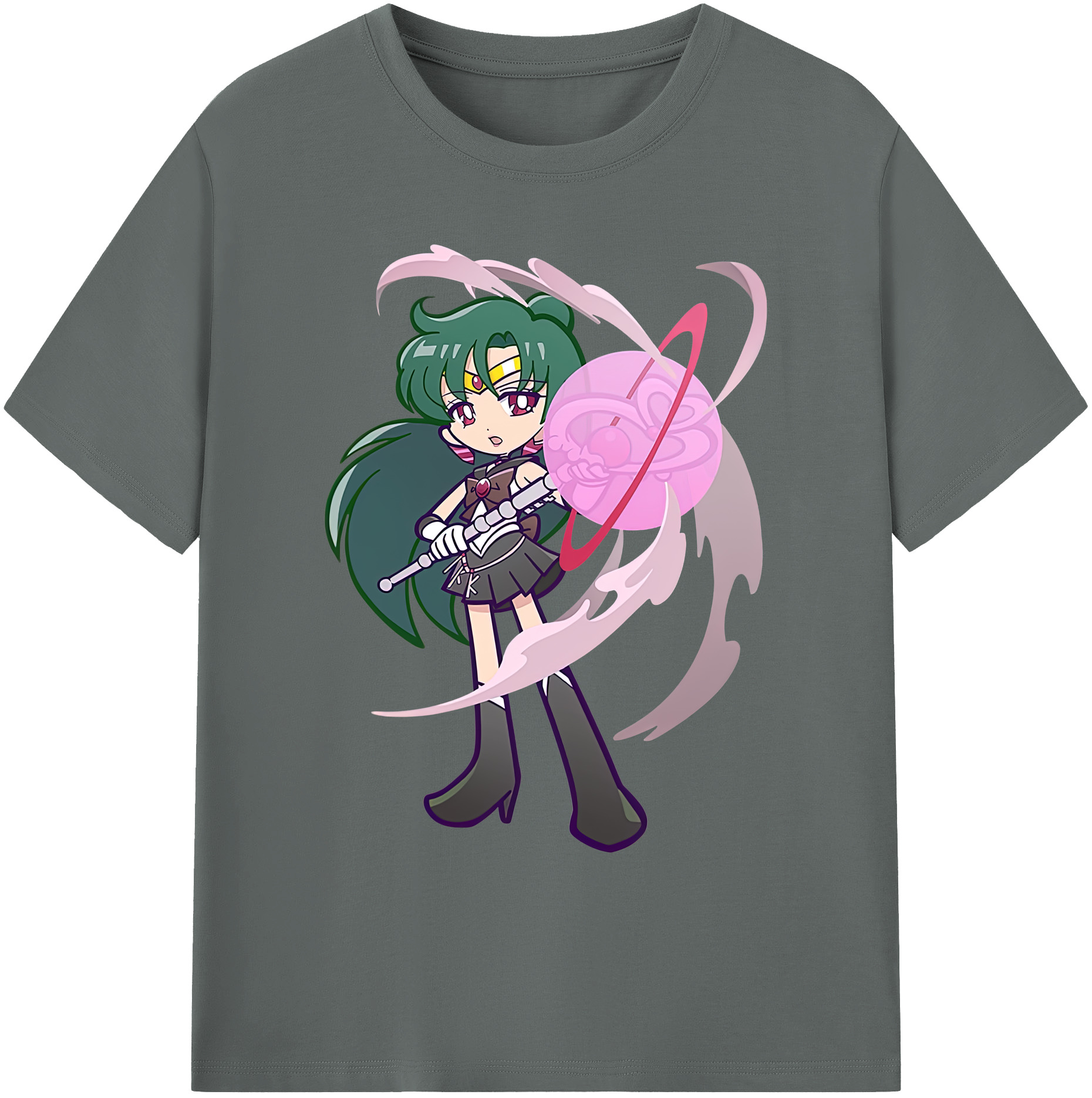 （画像用） 美少女戦士セーラームーン 冥王せつな Sailor Moon Meiou Setsuna 綿100％ メンズ半袖Tシャツ｜肌触りやわらか＆通気性